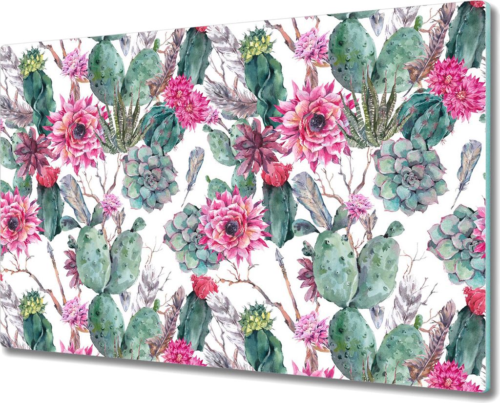 Glas-Herdabdeckplatte Glaskeramikkochfeld-Abdeckung Spritzschutz - 80x52 cm - Helles Pfingstrosen