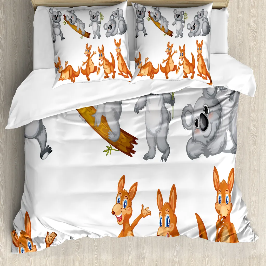 Set Letto ABAKUHAUS Antiacaro Matrimoniale Koala Grigio Marrone