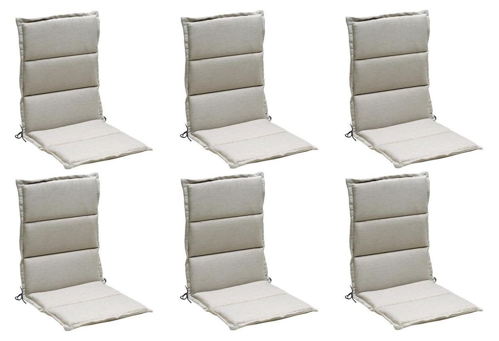 Gartenstuhlauflagen - Creme - Mittellehner - mit Stehsaum - 6er Set