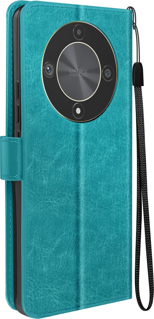 Mayaxess, Honor Magic 6 Lite Wallet Case Standfunktion mit Handschlaufe, Türkis