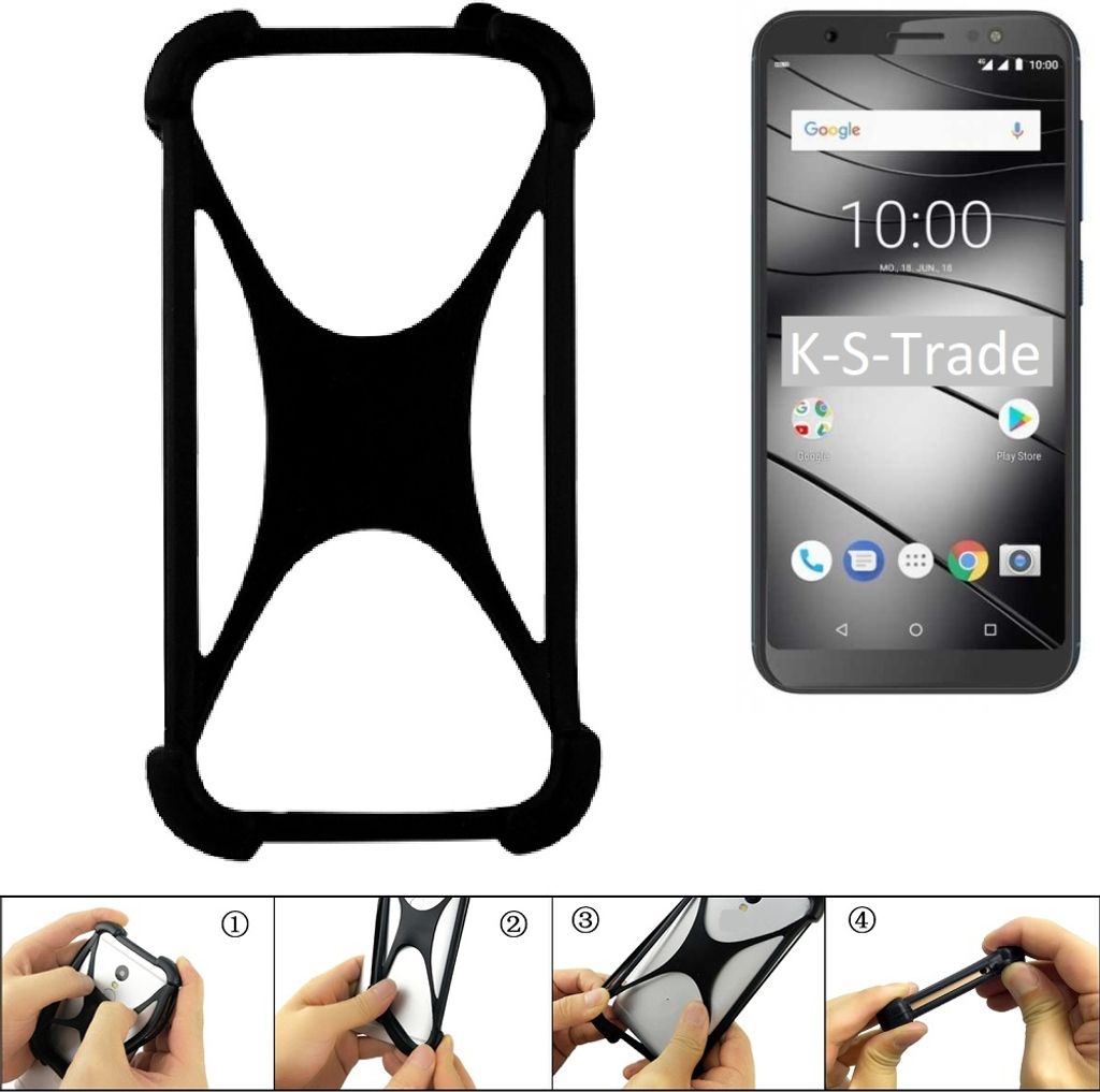 K-S-Trade Handy-Hülle Schutz-Hülle kompatibel mit Gigaset GS185 Silikon Bumper TPU Softcase Smartphone Stoßschutz, schwarz