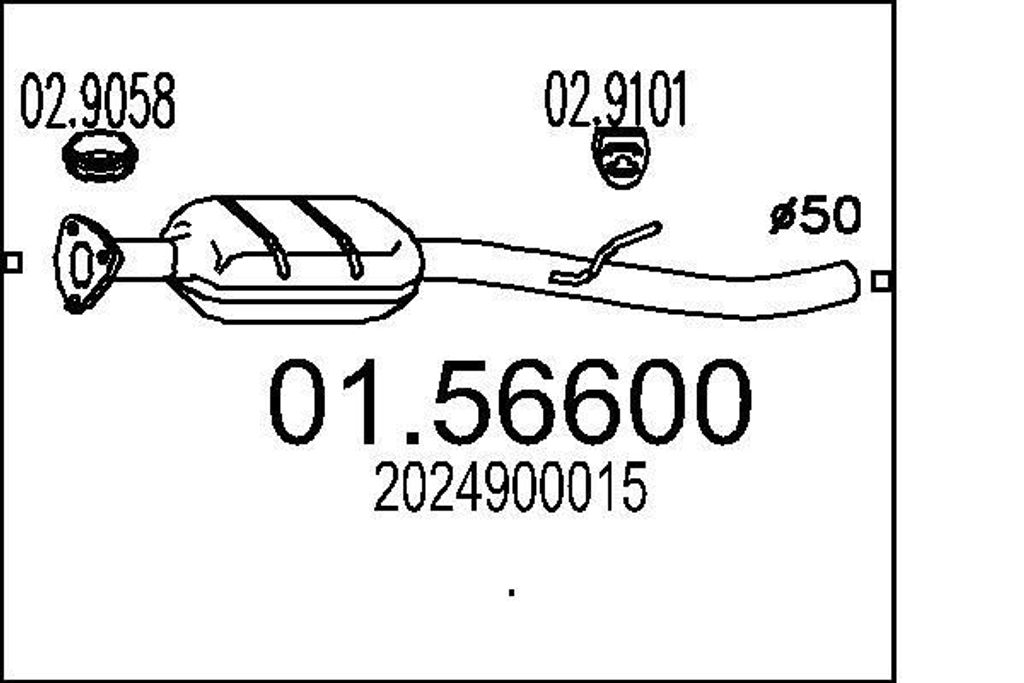MTS 01.56600 Mittelschalldämpfer Schalldämpfer passend für MERCEDES-BENZ C-Klasse Limousine (W202) C-Klasse T-modell (S202)