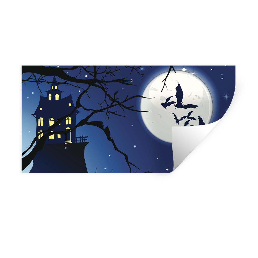 MuchoWow Wandtattoo Wandsticker Wandaufkleber Eine Halloween-Nacht in einer Illustration 40x20 cm Selbstklebend und Repositionierbar - Aufkleber
