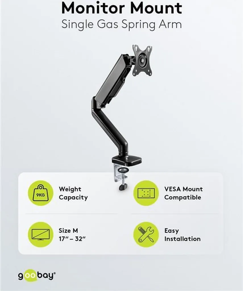 Support écran ergonomique à ressort à gaz haute résistance VESA 100 - 11