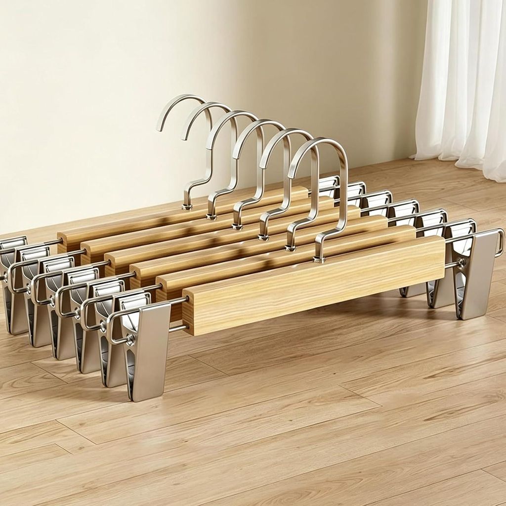 10 dřevěných ramínek na oblečení 32 cm, prostorově úsporná Obrázek produktu 