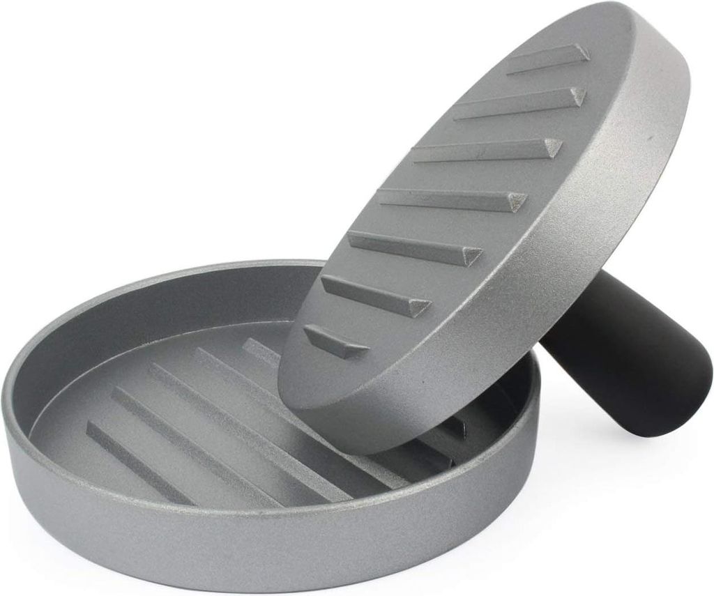 Aluminium Hamburgerpresse für Viertelpounder - Praktisches Fleischpress-Set - 100 Stück Backpapier