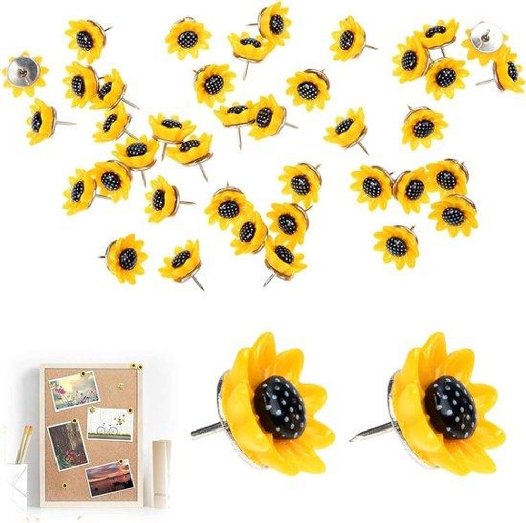 Gelbe Sonnenblumen Stecknadeln für Kork- oder Pinnwand Dekoration