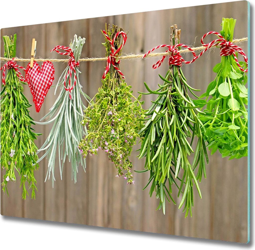Glas Herdabdeckplatte 60x52 cm Spritzschutz Glasabdeckplatte Schneidebrett Kräuter Schnur