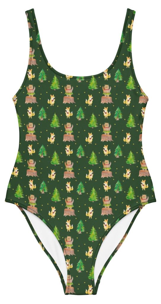 Mr. & Mrs. Panda Badeanzug Waldtiere Aloha Größe XS - Grün - Geschenk, Wald, Shape-Badeanzug, Hase, Swimsuit, Schwimmanzug, Leben, Bademode, Lus...