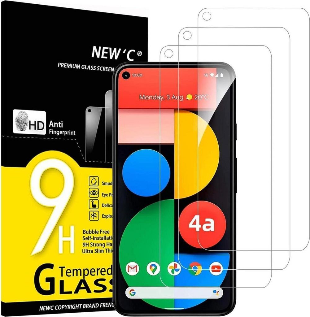 Panzer Schutz Glas Google Pixel 4a 5G 3er Pack 9H Härte Produktbild 