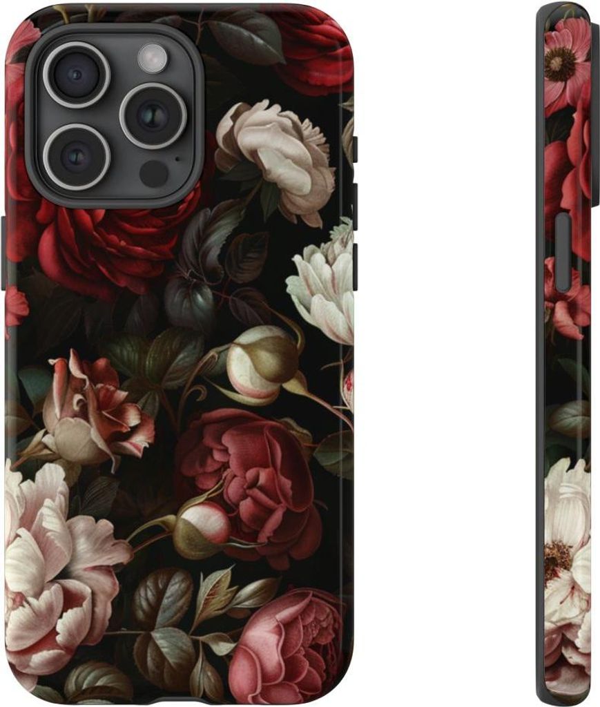 Dunkle Rosen- und Pfingstrosenblüten – Hülle Kompatibel mit iPhone 15 Pro Max