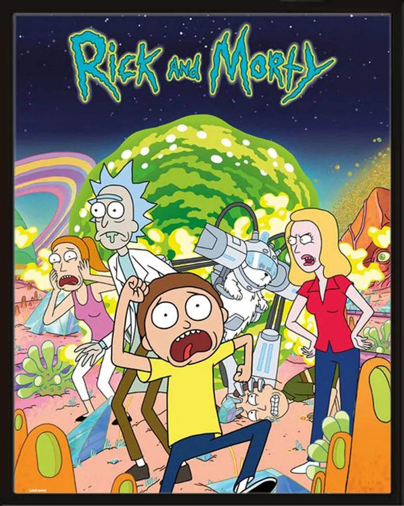 Mini Poster Rick & Morty Portal vitre acrylique et cadre Shinsuke® MDF