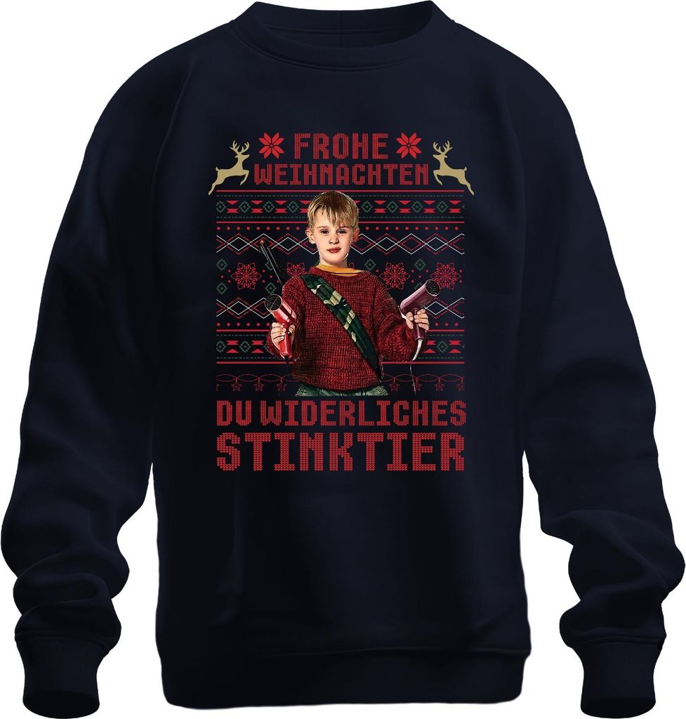 Frohe Weihnachten Du widerliches Stinktier Kevin Allein Zuhaus Uni Sweatshirt Pullover, Navy, XL