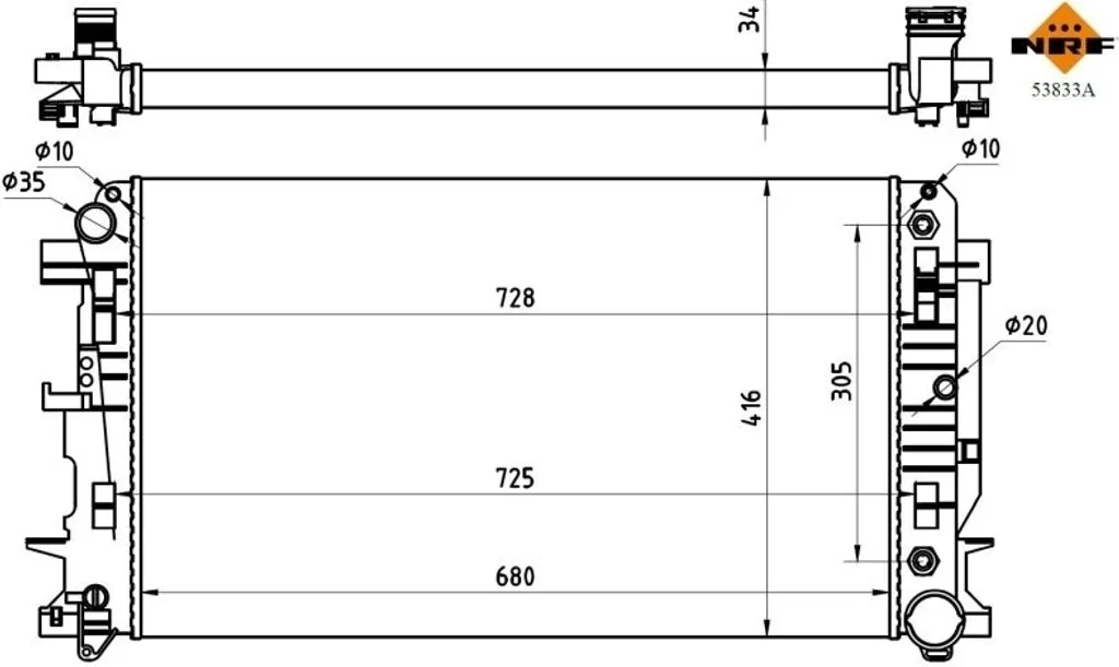 Radiateur de rechange NRF pour entretien de Mercedes Sprinter Bus