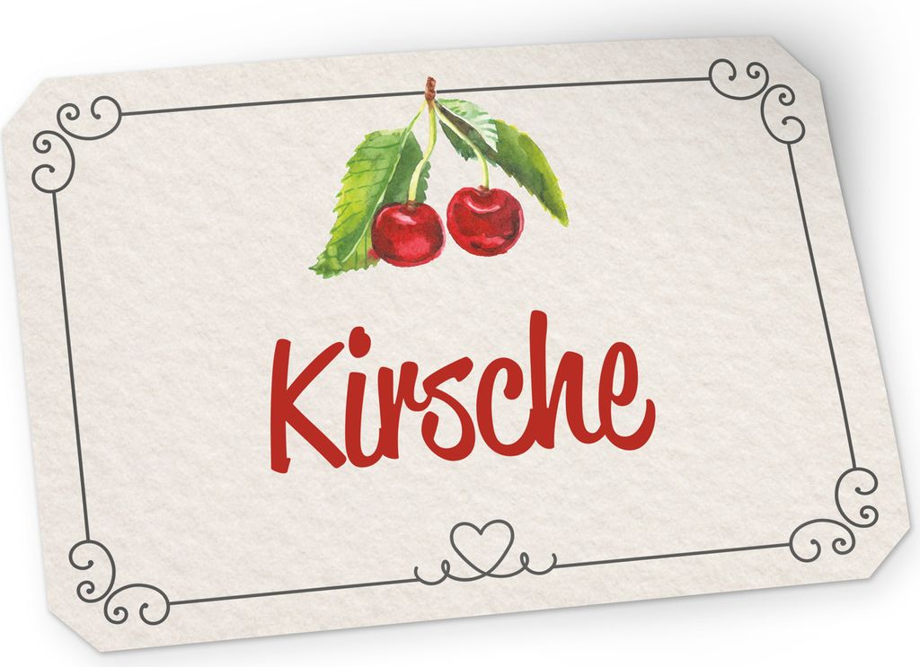 itenga 50 x Marmeladen Etikett Kirsche 4,5x3cm Landhausstil Produktbild 