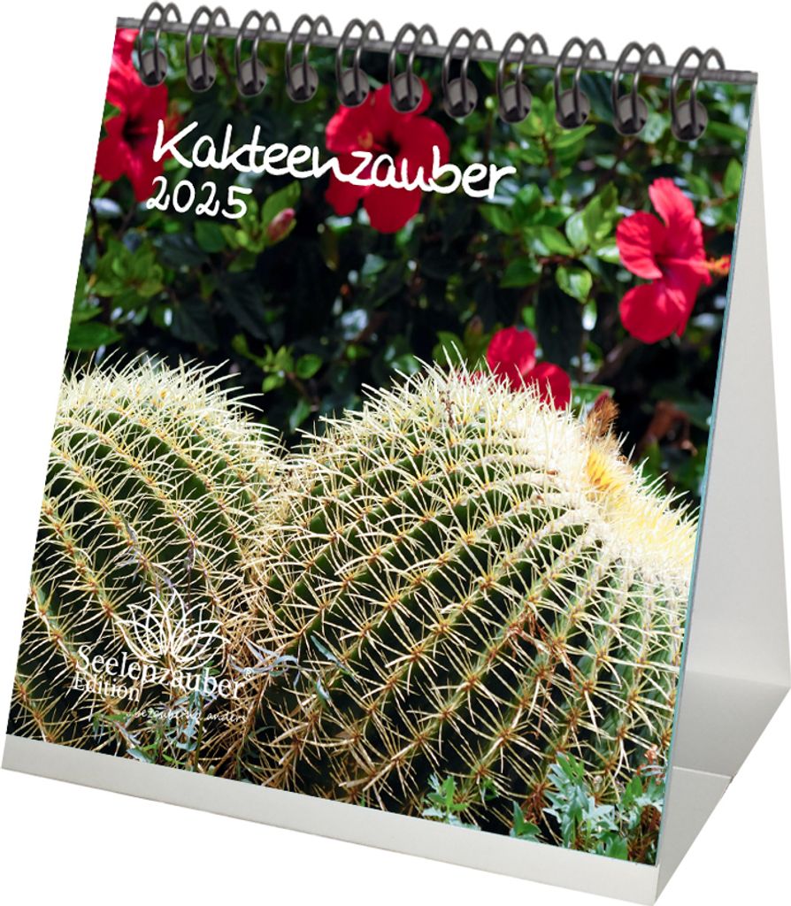 Kakteenzauber Kalender für 2025 Format 10cm x 10cm Kakteen und Blüten - Seelenzauber