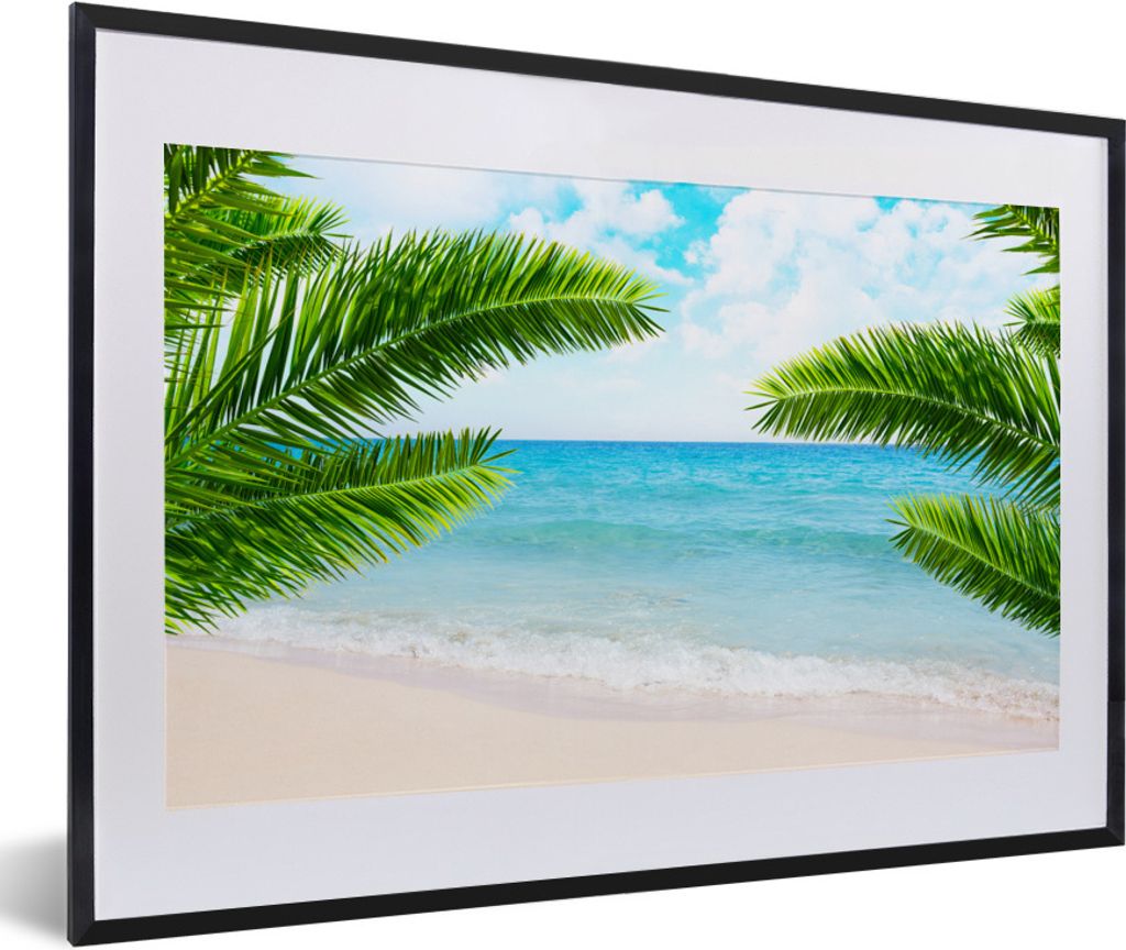 MuchoWow Gerahmtes Poster Tropisch - Strand - Meer 60x40 cm - Poster mit Schwarzem Bilderrahmen Wandposter Rahmen Foto Bilder - Schlafzimmer - Pl...