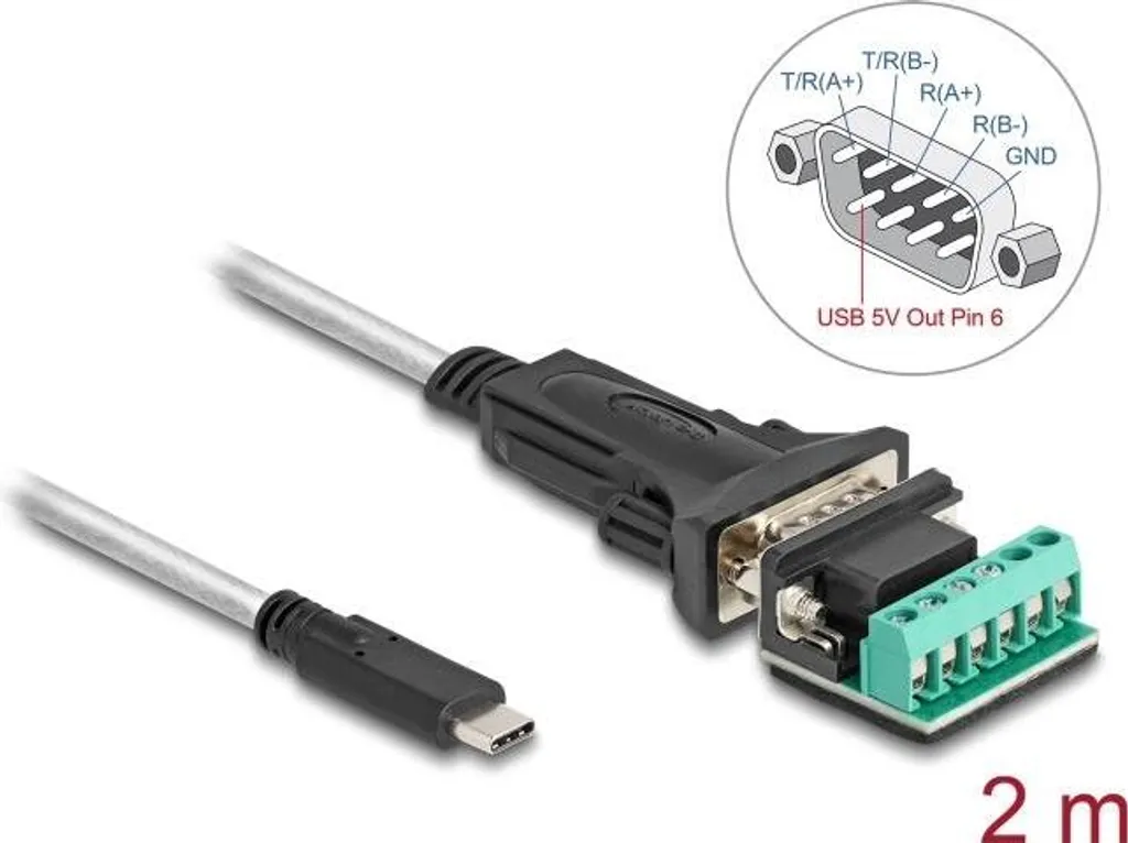 Convertitore USB-C a Seriale RS-485 RS-422 Delock 64266 | 2 Metri - 6