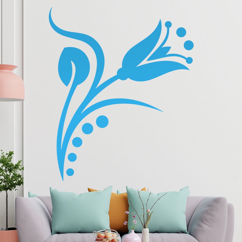 Blume - Linien Punkte Wandtattoo in 6 Größen - Wandaufkleber Wall Sticker - Dekoration, Küche, Wohnzimmer, Schlafzimmer, Badezimmer