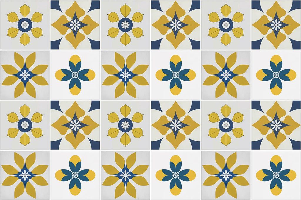 Fliesenaufkleber 15x15 cm – 24 Stück – Selbstklebend – Wasserfest – Pflegeleicht – Hitzebeständig – Für Küche & Bad – Blumen auf ...