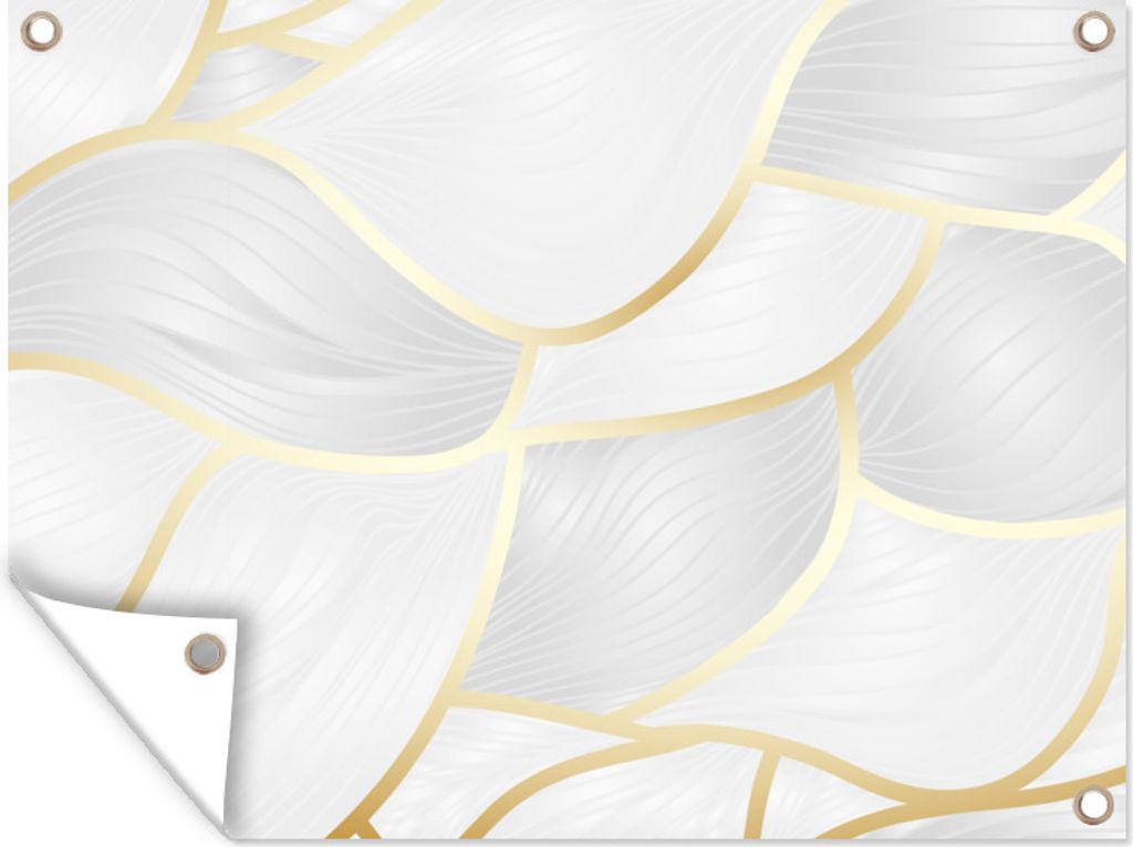 MuchoWow 40x30 cm Outdoor-Poster Gartendeko Sichtschutz Garten Poster für den Garten Abstraktes Muster mit goldenen Linien