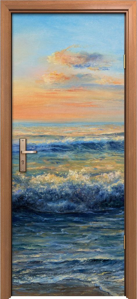 Türposter 80x200 cm Türaufkleber Türtapete Türfolie Klebefolie Foto Strand Ufer Meereswellen