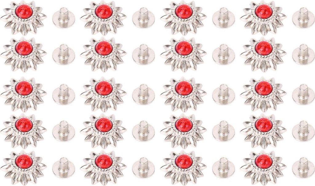 20 Sets Faux Turquoise Schraubschnalle Daisy Vintage Dekorativen Ersatz für Lederhandhand rot