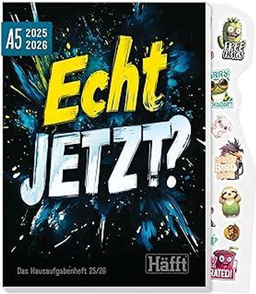 HäfftOriginal Hausaufgabenheft 2025/2026 A5 Echt jetzt ultimativer Schülerkalender, Schülerplaner - nachhaltig & klimafreundlich
