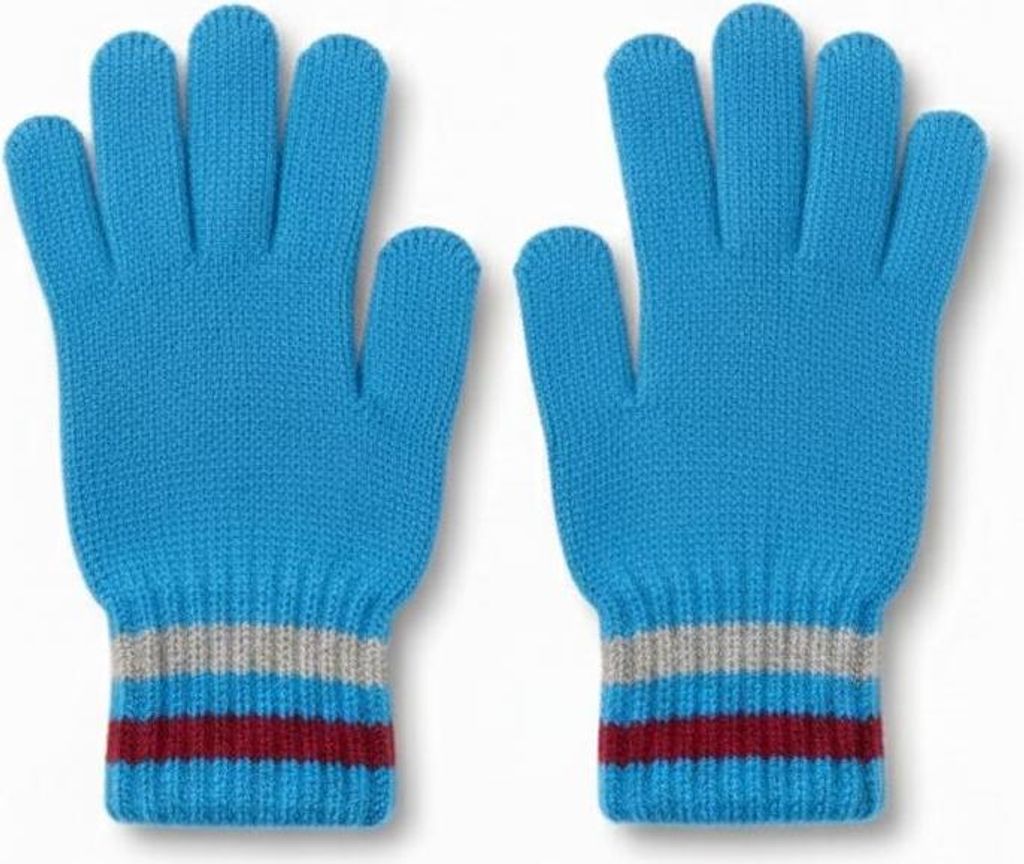 Kinder Strickhandschuhe Winter Acryl Warm Hellblau Jungen Mädchen