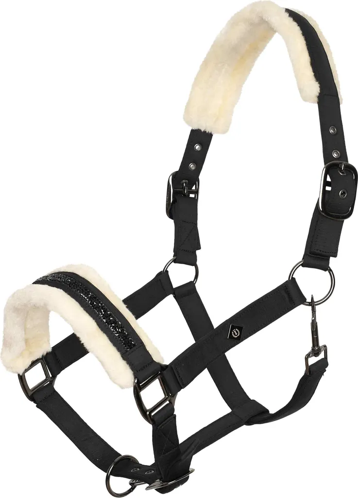 Cavezza Imperial Riding IRHJewel Softshell Cob Nero con Strass e Pelliccia