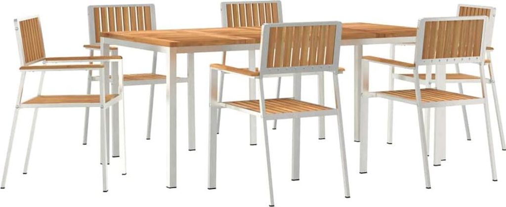 vidaXL Outdoortisch-Set 7 pcs Braun Massivholz Teak