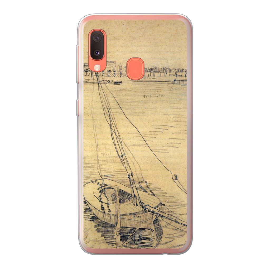 MuchoWow Handyhülle Schutzhülle Hülle für Samsung Galaxy A20e Segelboot auf der Seine bei Asnières - Vincent van Gogh Silikon Softcase Handy...