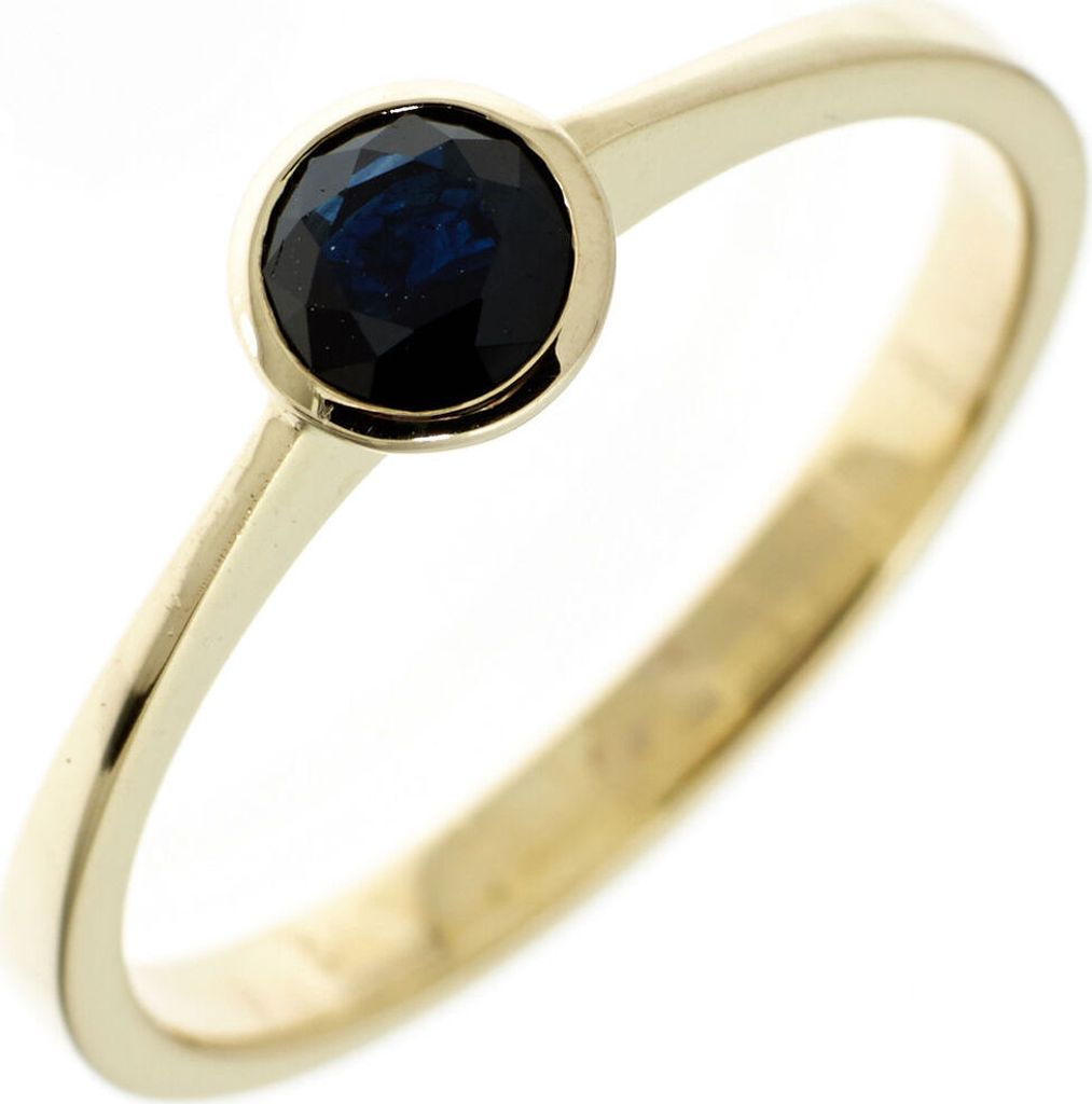 Ring Damenring Safir Saphir blau 333 Gold Gelbgold Saphirring schlicht Innenumfang 50mm Ø15.9mm
