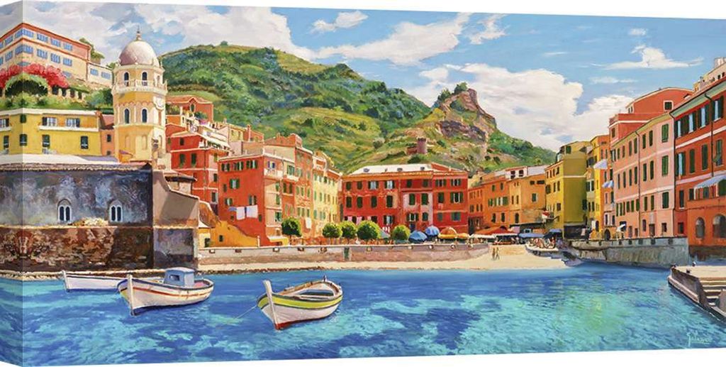 Leinwandbilder – Adriano Galasso, Vernazza in der Sonne – 120x60 cm