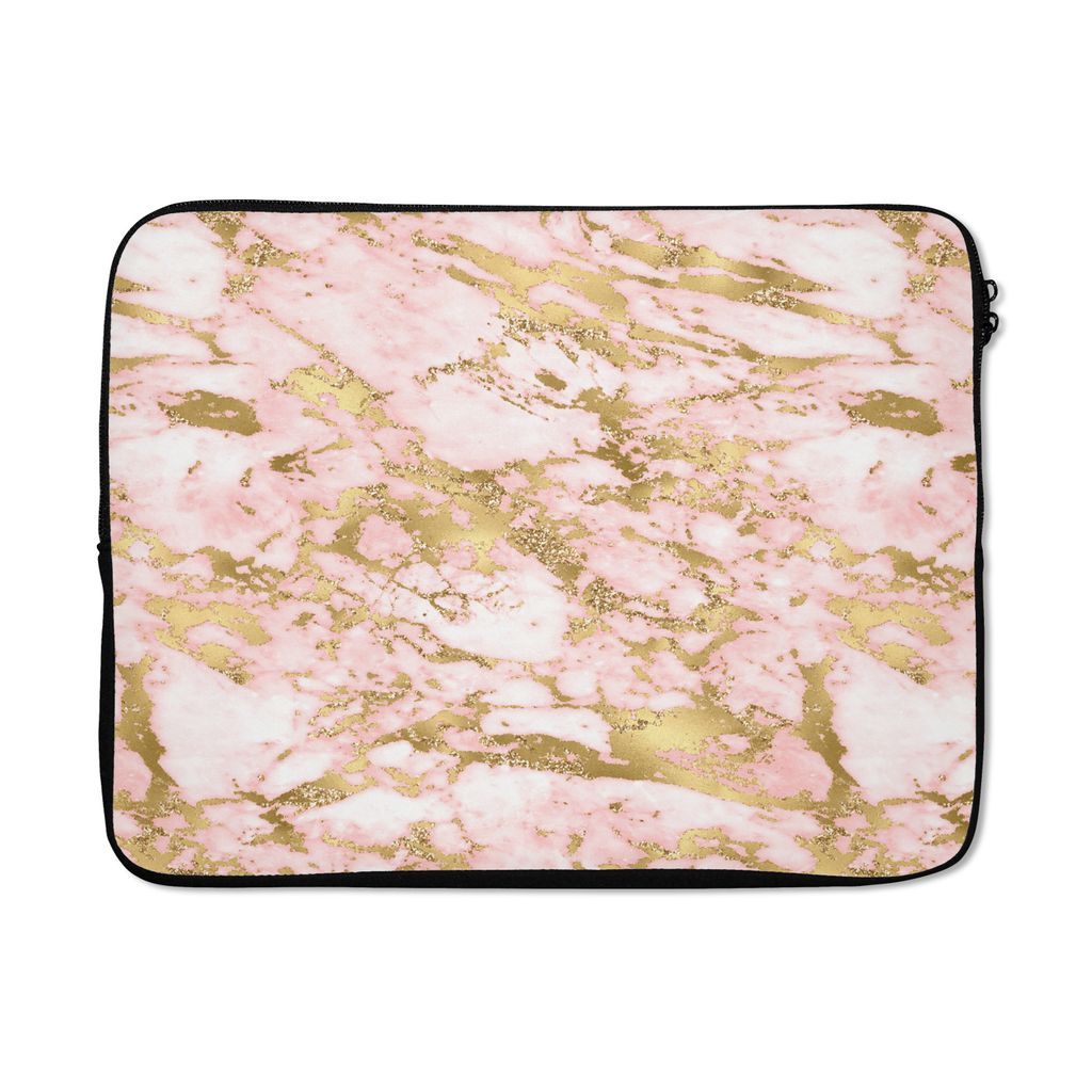 MuchoWow Laptop Hülle 15 Zoll Marmor - Gold - Rosa - Muster Laptoptasche - Laptoptasche - Sleeve - Rundum-Schutz