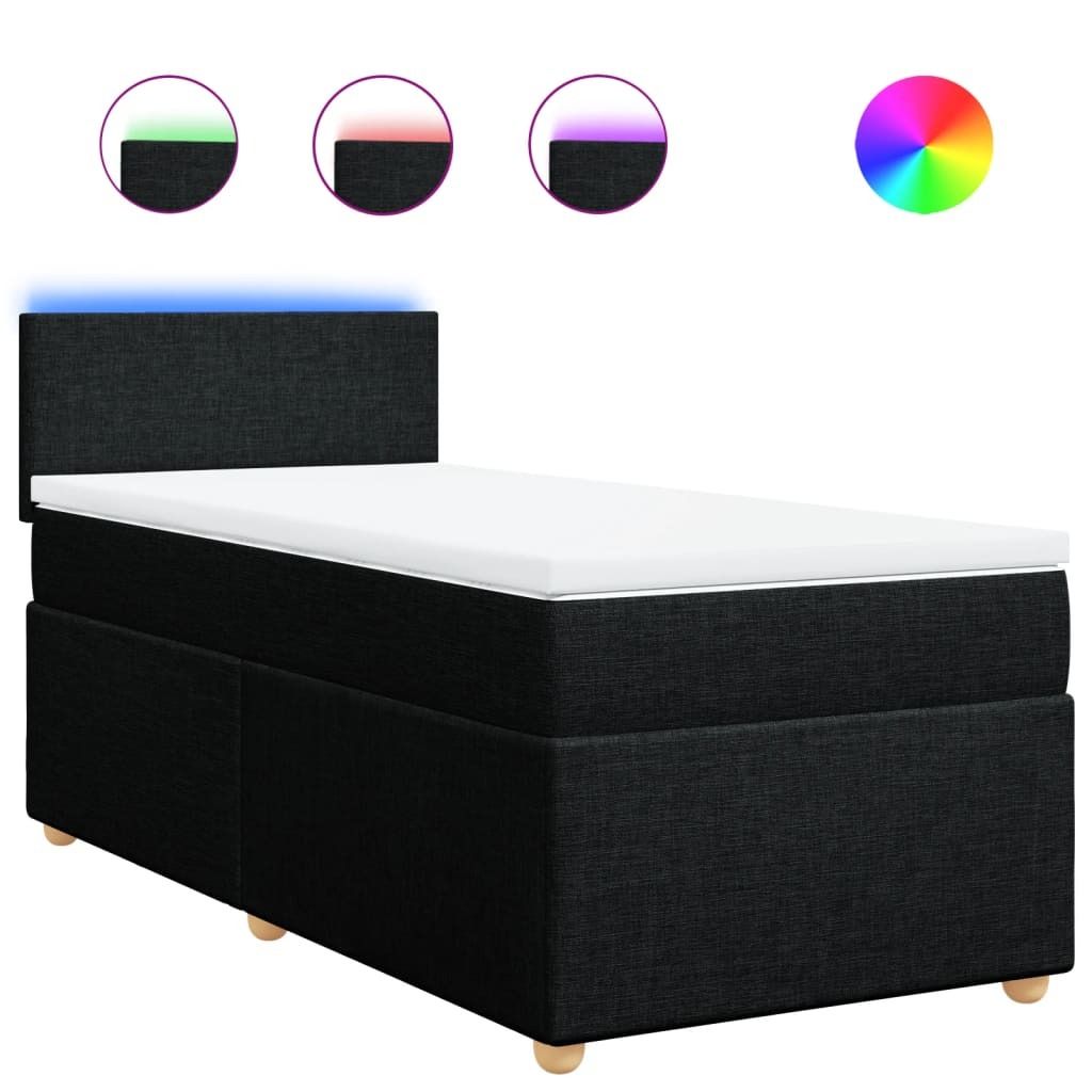 vidaXL Boxspringbett mit Matratze Schwarz 90x190 cm Stoff