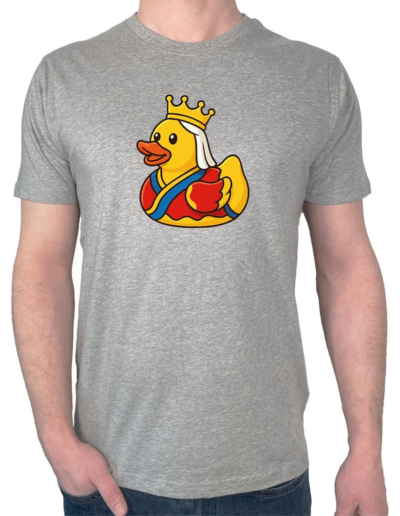 Huuraa Herren T-Shirt Quietscheente Königin Gummiente Queen M Sport Grey Bio Baumwolle Fairtrade Herrenshirt Geschenkidee