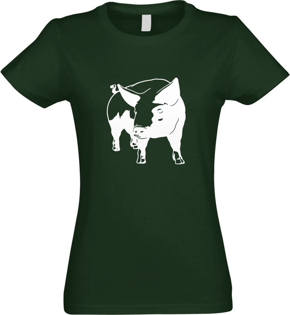 Kiwistar - T-Shirt tailliert - Damen - flaschengrün - Schwein Motiv 4 - Sau - Baby - mit Motiv Bedruckt - Funshirt Design - Sport - Freizeit - Dam...