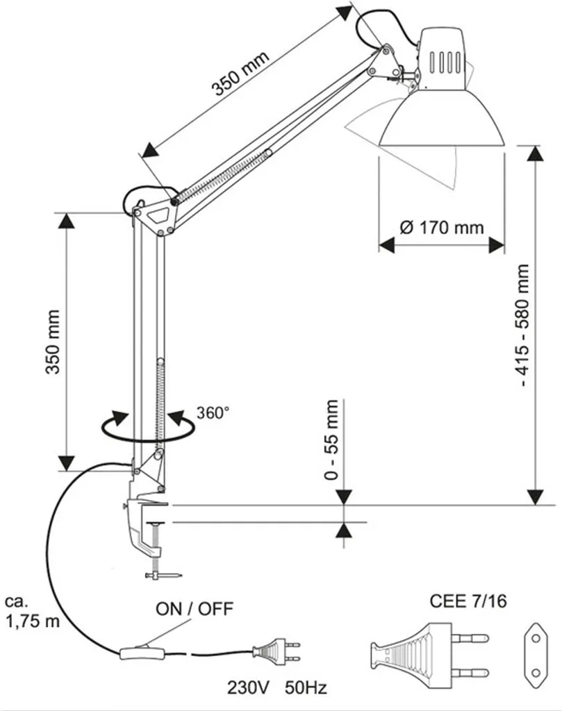 Lampe de bureau à pince articulée MAULstudy avec ampoule LED E27 - 2