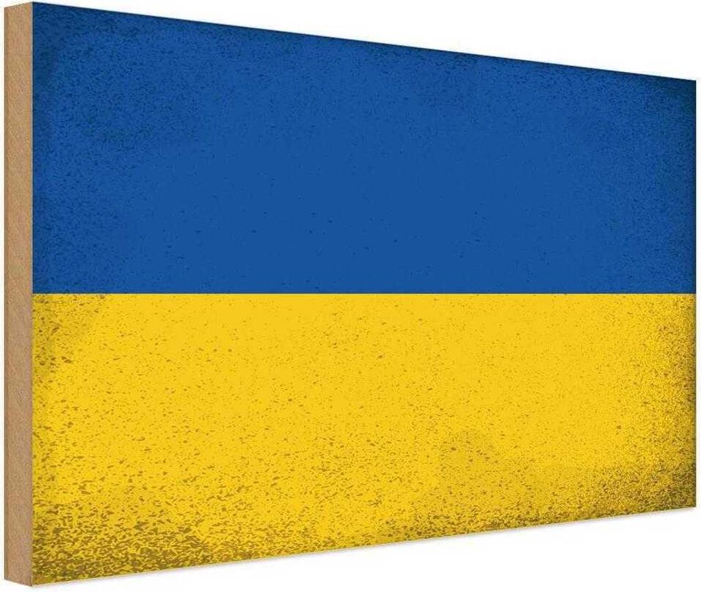 vianmo Holzschild 12x18 cm Ukraine Vintage Flagge Fahne Wappen