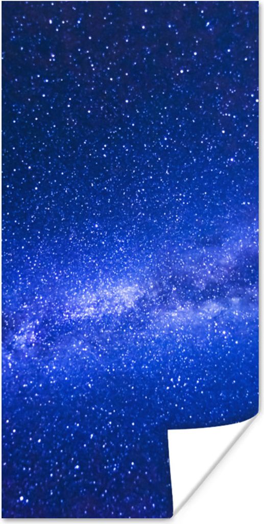 MuchoWow Poster Sternenhimmel - Universum - Blau - Jungen - Mädchen - Kinder 40x80 cm - Dekoration