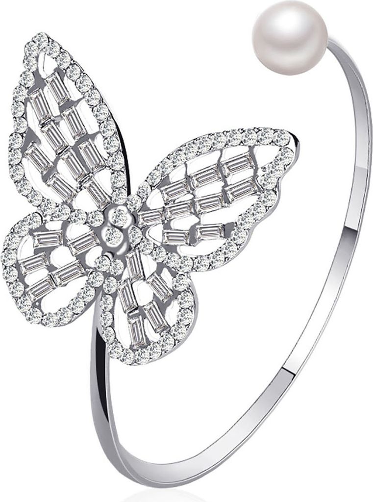 Armreif Stilvolles All-Match-Armband aus flexibler Legierung mit verstellbarer Öffnung und Schmetterlingsarmband für Party-Silber