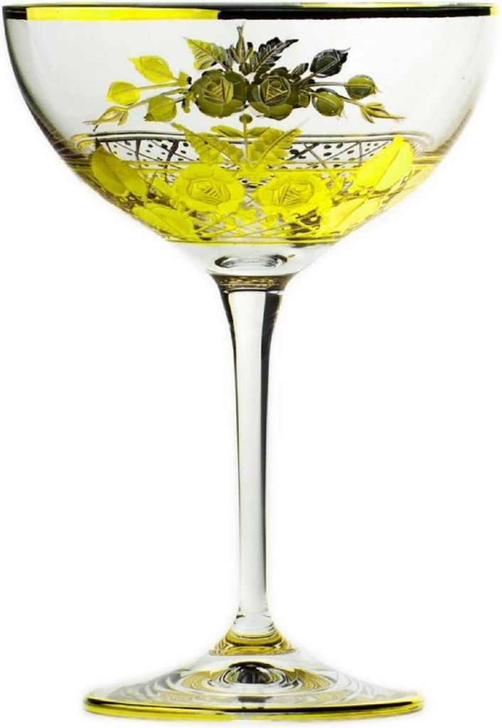 Casa Padrino Luxus Barock Champagnerglas 6er Set Gold Ø 11,5 x H. 16 cm - Handgefertigte und handgravierte Champagner Gläser - Hotel & Restaurant...