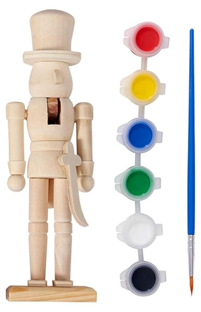 18 cm große, unbemalte Weihnachtsfigur aus Holz: Nussknacker zum Selbermachen – Soldatenfigur, unbemalt, ideal für Feste, Feiertage und Partys.