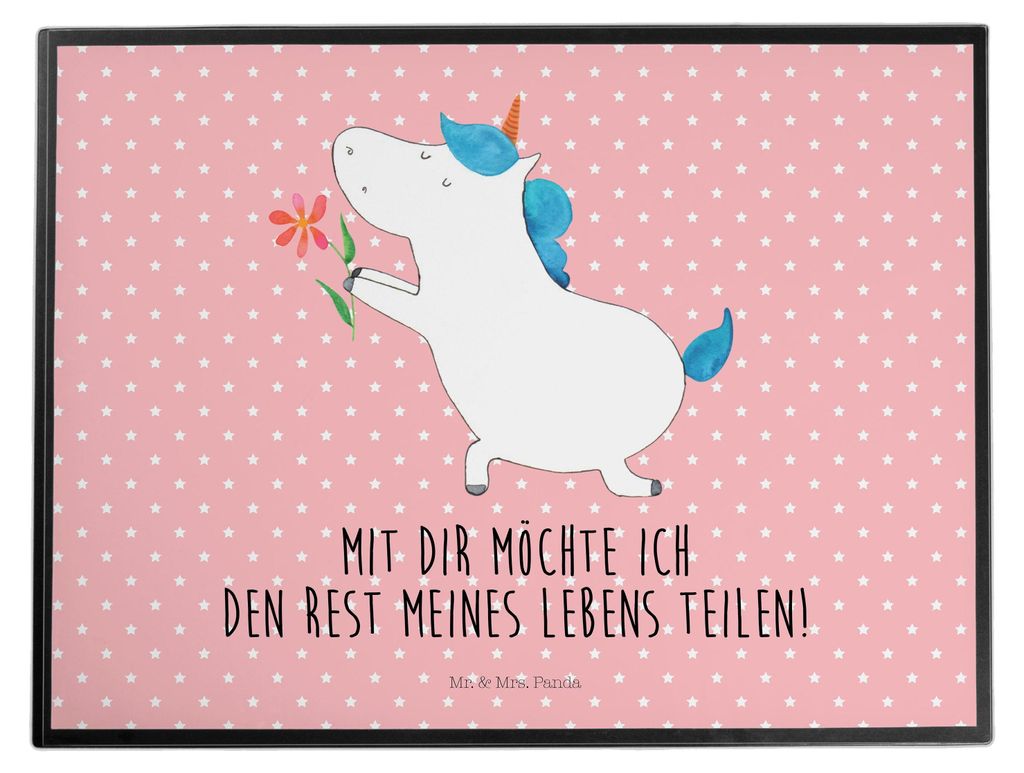 Mr. & Mrs. Panda schreibtischunterlage Einhorn Blume - Rot Pastell - Geschenk, Pärchen, Unicorn, schreibtischmatte, Verlobung, tischauflagen, schr...