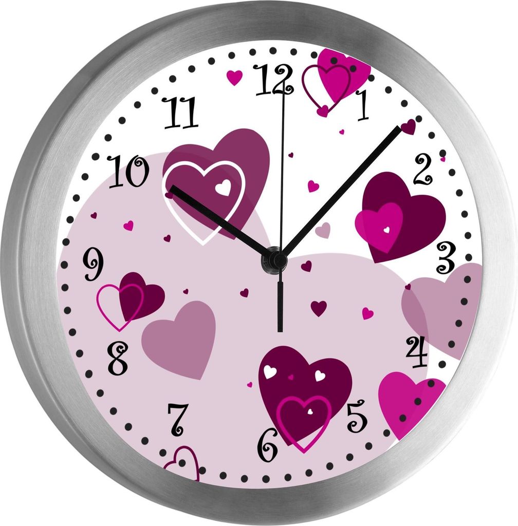 Funkuhr, Kinder Wanduhr, Kinderuhr, Kinderzimmer Herz brombeere