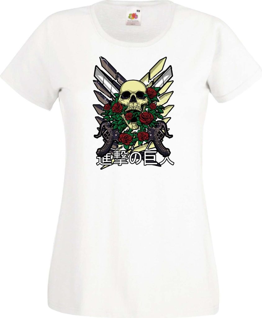Damen T-Shirt Anime Manga Attack Anime On Titan 02 Beast Attack, Lady M / Weiß