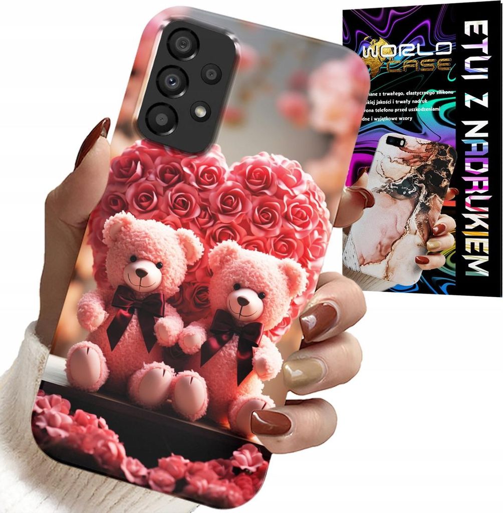 Gehäuse Für Samsung Galaxy A33 5G - Rose Teddybär Familie Herz + Glas