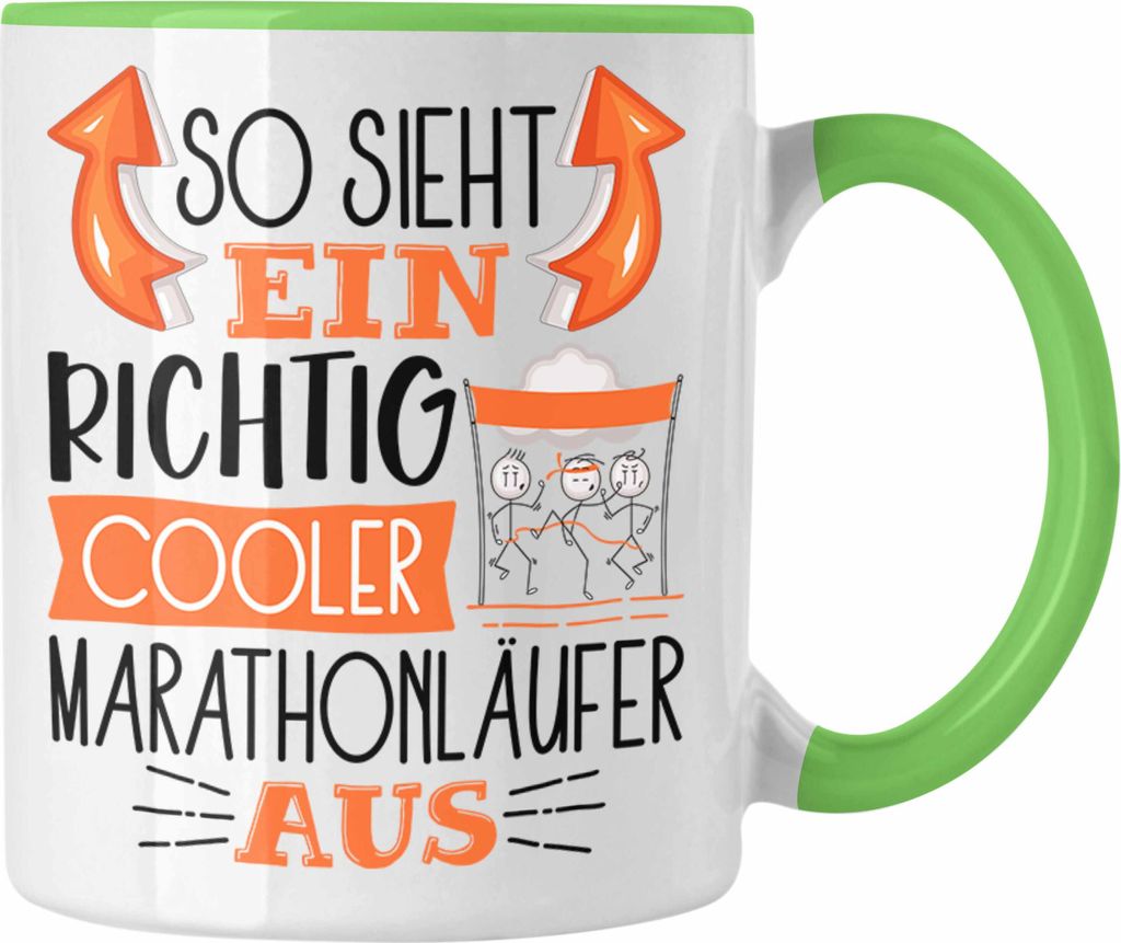 Trendation - So Sieht Ein Richtig Cooler Marathonläufer Aus Geschenk Tasse Lustiger Spruch Geschenkidee (Grün)