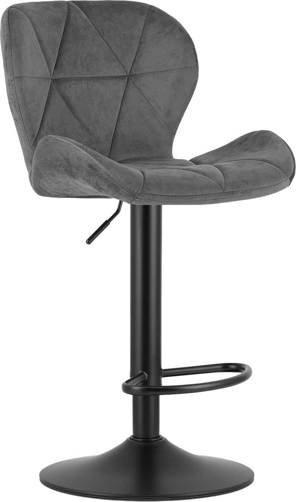 WEST Barhocker Hocker - grauer Samt / schwarzes Gestell